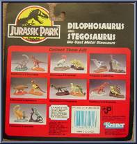Dilophosaurus & Stegosaurus from Jurassic Park - Die-Cast Metal Dinosaurs manufactured by Kenner [Back]