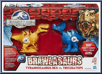 Tyrannosaurus Rex vs Triceratops from Jurassic World - Brawlasaurs manufactured by Hasbro [Front]
