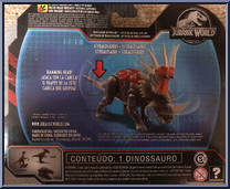 Styracosaurus from Jurassic World - Primal Attack - Savage Strike manufactured by Mattel [Back]