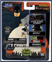 Batmobile / Batcycle / Jokermobile from Nano Hollywood Rides - Batman Classic TV manufactured by Jada Toys [Front]