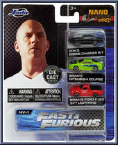Dodge Charger / Mitsubishi Eclipse / Ford F-150 from Nano Hollywood Rides - Fast & Furious manufactured by Jada Toys [Front]