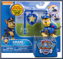 Chase from Paw Patrol - Pull Back Pups manufactured by Spinmaster [Front]