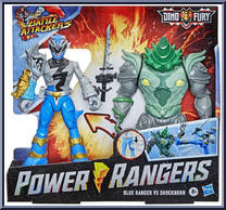 Blue Ranger vs Shockhorn from Power Rangers Dino Fury - Battle Attackers manufactured by Hasbro [Front]
