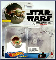 Mandalorian The Child (Hover Pram) from Star Wars - Hot Wheels Starships - White Card / Black Letters manufactured by Mattel [Front]
