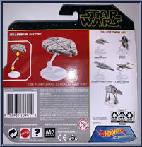 Millennium Falcon from Star Wars - Hot Wheels Starships - Yellow Outlined Letters manufactured by Mattel [Back]