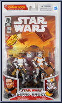 Clone Trooper Lieutenant / Clone Trooper (Routine Valor) from Star Wars - Legacy Collection - Comic Packs - Red / White Packaging manufactured by Hasbro [Front]