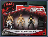 AJ Styles / Jeff Jarrett / Mick Foley from TNA - Micro - Wave 1 manufactured by Jakks Pacific [Front]