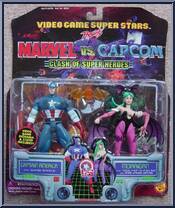 Captain America vs. Morrigan from Video Game Super Stars Presents - Marvel vs Capcom manufactured by Toy Biz [Front]