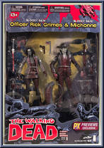 Officer Rick Grimes & Michonne (Bloody B&W) from Walking Dead - Comic Series 1 manufactured by McFarlane [Front]