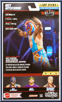 Rey Mysterio (Blue Pants) from WWE Elite Collection - Top Picks - 2023 manufactured by Mattel [Back]