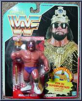 Macho Man (Macho King) from WWF - Series  2 manufactured by Hasbro [Spanish Card]