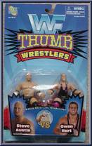 Steve Austin vs Owen Hart from WWF - Thumb Wrestlers manufactured by Jakks Pacific [Front]