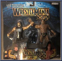 Rock / Hulk Hogan from WWF R3 - Wrestlemania x8 manufactured by Jakks Pacific [Front]
