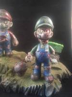 Thw the Walking Dead Mario and Luigi (Super Mario Bros) Custom Diorama / Playset
