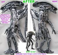 360 Degree Video!  White Sketched Xenomorph Alien Warrior (Aliens) Custom Action Figure