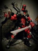 Deadpool (Olivetti Style) (Marvel Legends) Custom Action Figure [Big Weapons to go with Big Muscles]