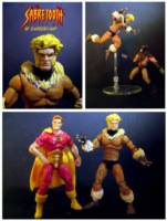 Sabretooth - Classic 80s costume (Marvel Universe) Custom Action Figure [Sabretooth next to Wolverine and Hyperion]