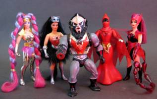 Shadow Weaver (red vintage style) (She-Ra) Custom Action Figure [Shadow Weaver next to other members of the Evil Horde]